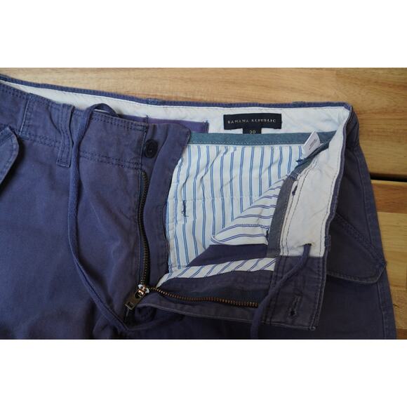 Banana Republic Men Cotton Cargo Drawstring Pocket Shorts Khakis Blue 30 - Picture 7 of 8